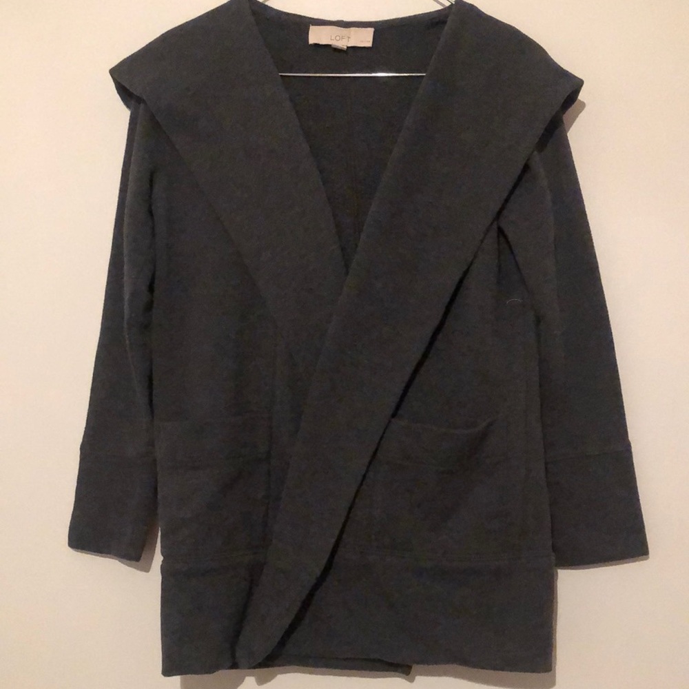 Ann Taylor | LOFT | Dark Grey Open Front Cardigan